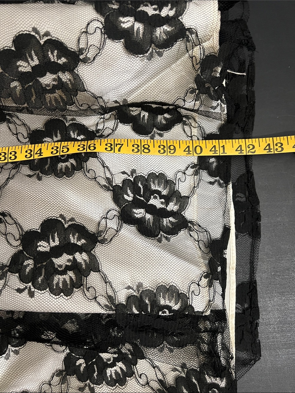 Black and Cream Lace Prom Dress with Satin Sash - Picture 6 of 8